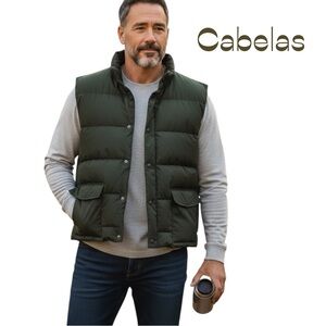Cabelas Dark Gray Goose Down Vest Size 2XL